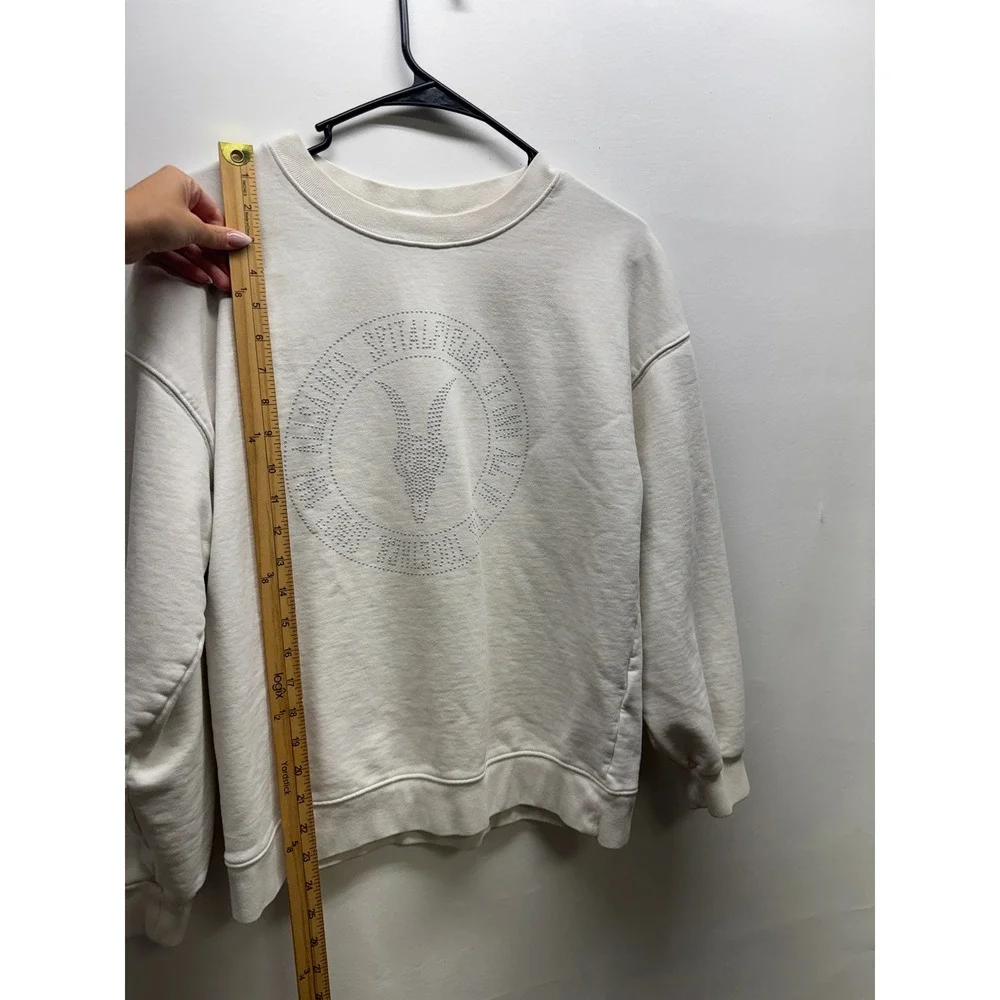AllSaints‎ Sweatshirt Womens Small White Iona Studded Logo Pullover